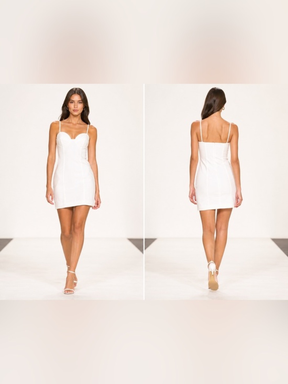 Zara White Deep V-Neck Pleated Bust Mini Dress Size S